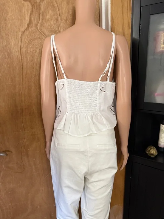 Free People White Eyelet Tie-Front Camisole - Picture 3 of 4